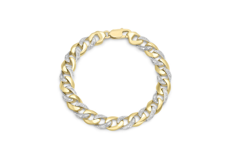 9ct Yellow Gold 0.24ct Diamond Curb Bracelet