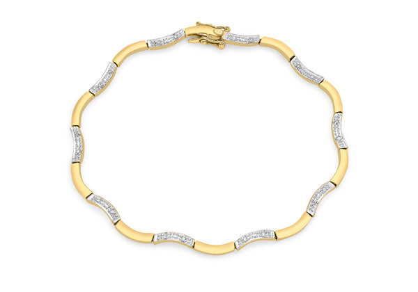 9ct White Gold 0.10ct Diamond Wave Bracelet