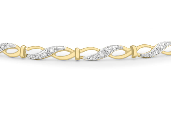9ct Yellow Gold 0.19ct Diamond Infinity Link Bracelet