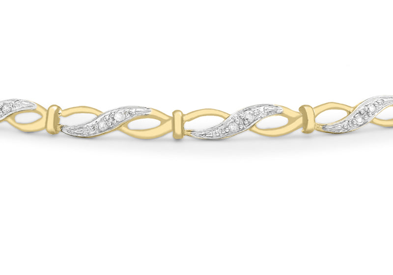9ct Yellow Gold 0.19ct Diamond Infinity Link Bracelet