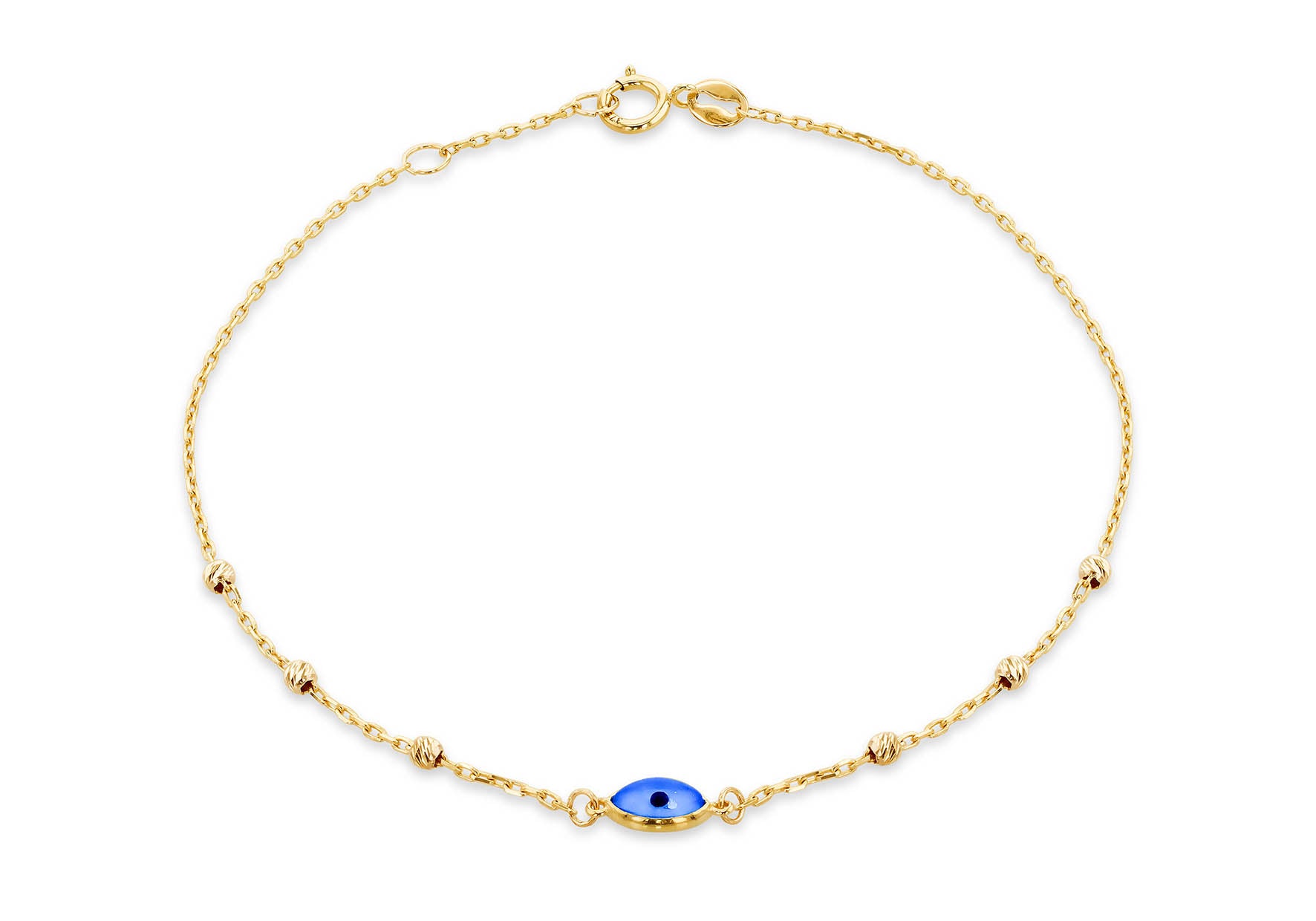 9ct Yellow Gold Evil Eye Ball Chain Bracelet