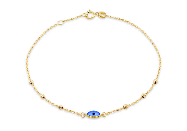 9ct Yellow Gold Evil Eye Ball Chain Bracelet