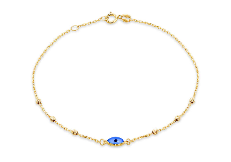 9ct Yellow Gold Evil Eye Ball Chain Bracelet
