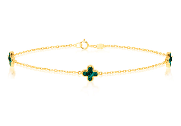 9ct Yellow Gold Malachite Petals Bracelet