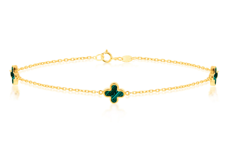 9ct Yellow Gold Malachite Petals Bracelet