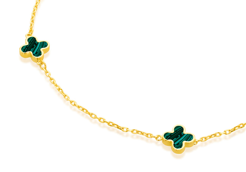 9ct Yellow Gold Malachite Petals Bracelet