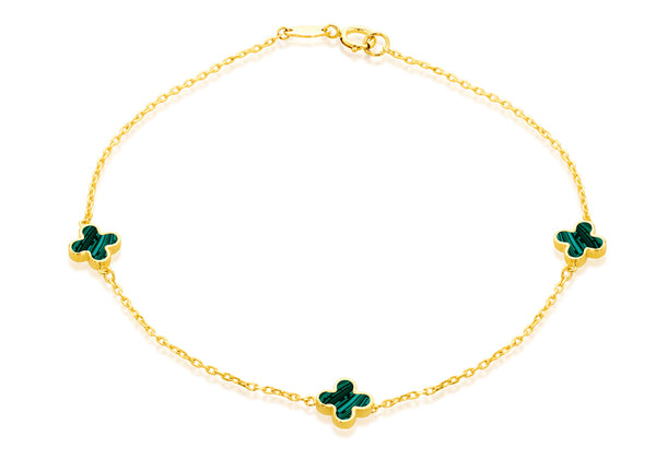 9ct Yellow Gold Malachite Petals Bracelet