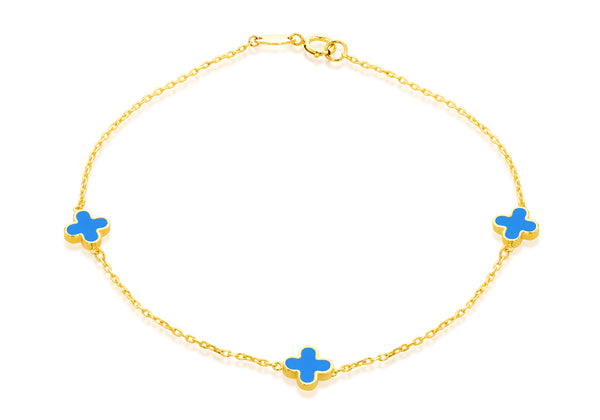 9ct Yellow Gold Turquoise Petals Bracelet