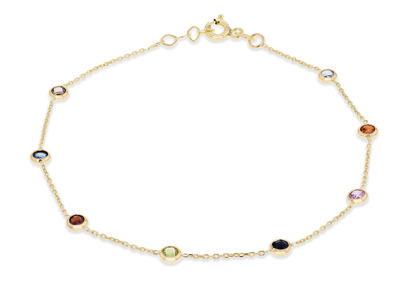 9ct Yellow Gold Multi-Coloured Zirconia Bracelet