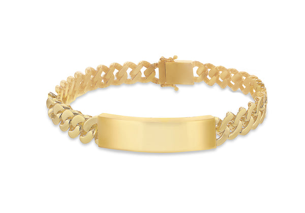 9ct Yellow Gold Hex Chain ID Bracelet