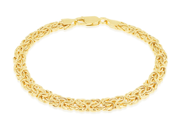 9ct Yellow Gold Domed Byzantine Bracelet