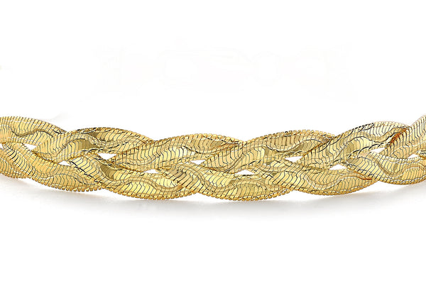 9ct Yellow Gold Triple Plait Wave Herringbone Bracelet