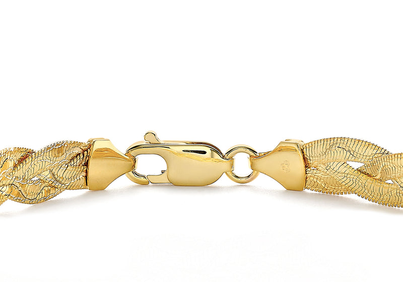 9ct Yellow Gold Triple Plait Wave Herringbone Bracelet