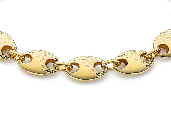 9ct Yellow Gold Puffed Bean Chain Bracelet