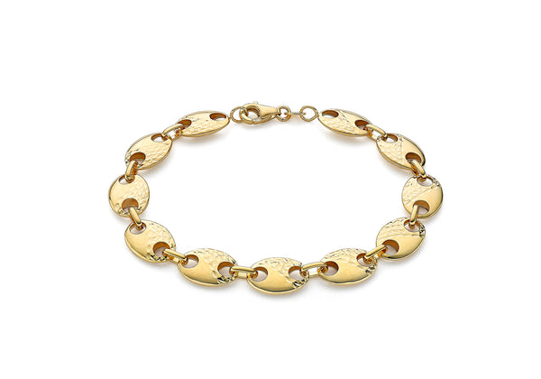 9ct Yellow Gold Puffed Bean Chain Bracelet