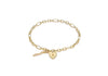 9ct Yellow Gold Padlock & Key Figaro Chain Bracelet
