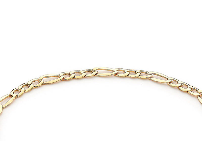 9ct Yellow Gold Figaro Padlock and Safety Chain Bracelet