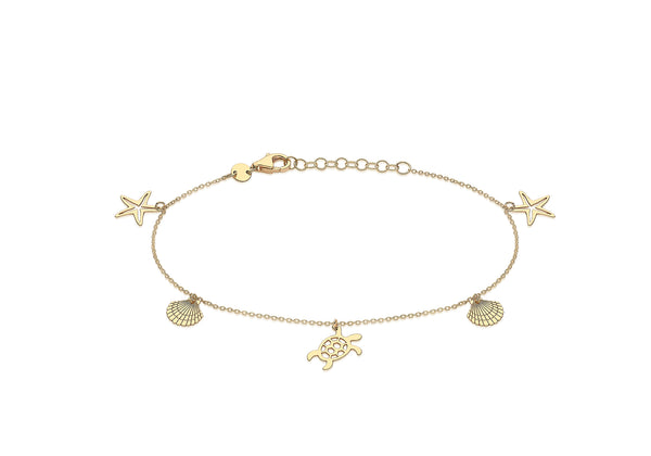 9ct Yellow Gold Sea & Sand Charm Bracelet