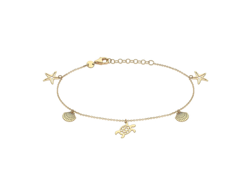 9ct Yellow Gold Sea & Sand Charm Bracelet