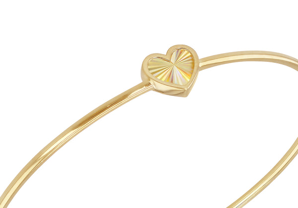 9ct Yellow Gold Petal Heart Bangle