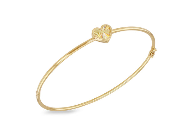 9ct Yellow Gold Petal Heart Bangle