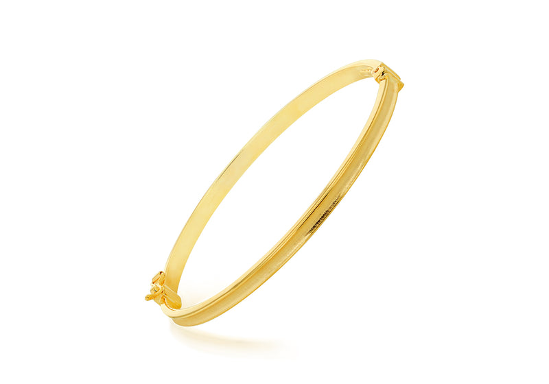 9ct Yellow Gold Matt Concave Oval Bangle