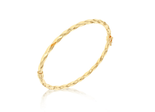 9ct Yellow Gold Faceted Diamond Cut Bangle