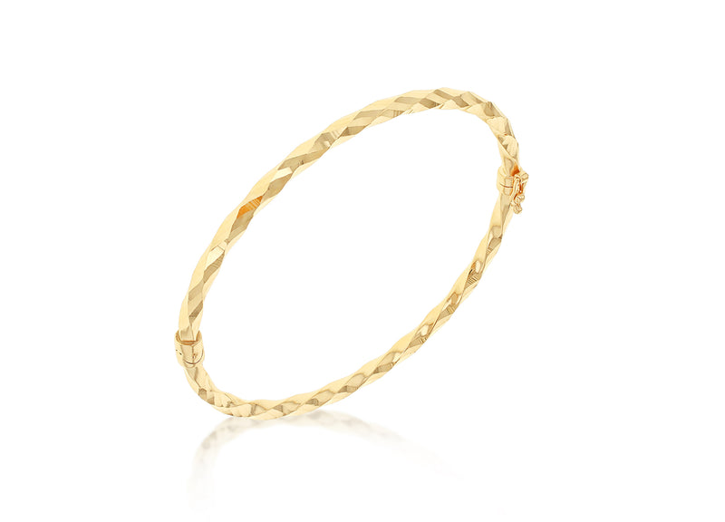 9ct Yellow Gold Faceted Diamond Cut Bangle