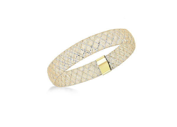 9ct Two-Tone Gold Flexible Mesh Slip-On Bangle
