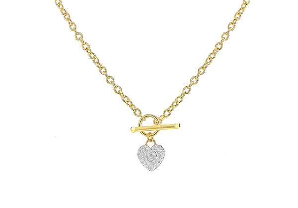 9ct Yellow Gold Oval Heart T-Bar Chain Necklace
