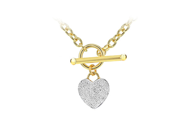 9ct Yellow Gold Oval Heart T-Bar Chain Necklace