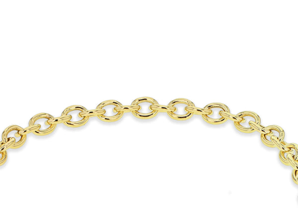 9ct Yellow Gold Oval Belcher T-Bar Heart Bracelet