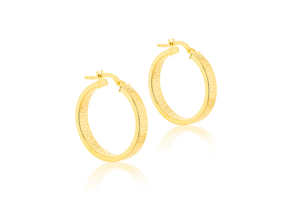 9ct Yellow Gold Greek Hoop Earrings