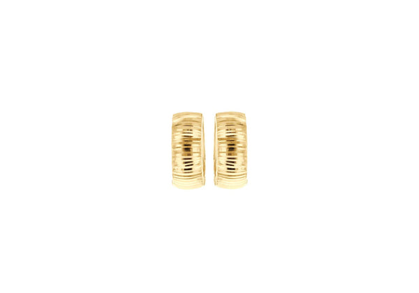 9ct Yellow Gold Striated Groove Huggy Earrings