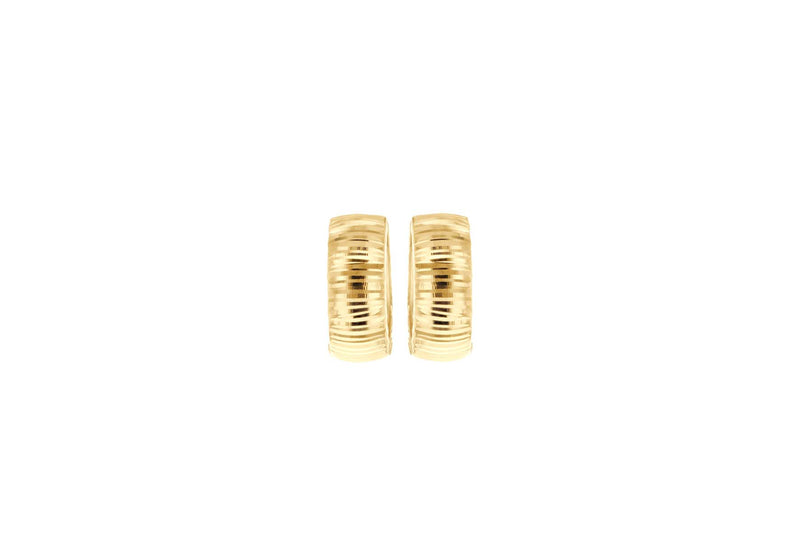 9ct Yellow Gold Striated Groove Huggy Earrings