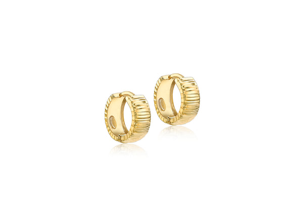 9ct Yellow Gold Striated Groove Huggy Earrings