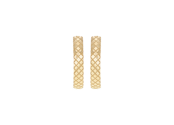 9ct Yellow Gold Quilted Midi Hoop Earrings