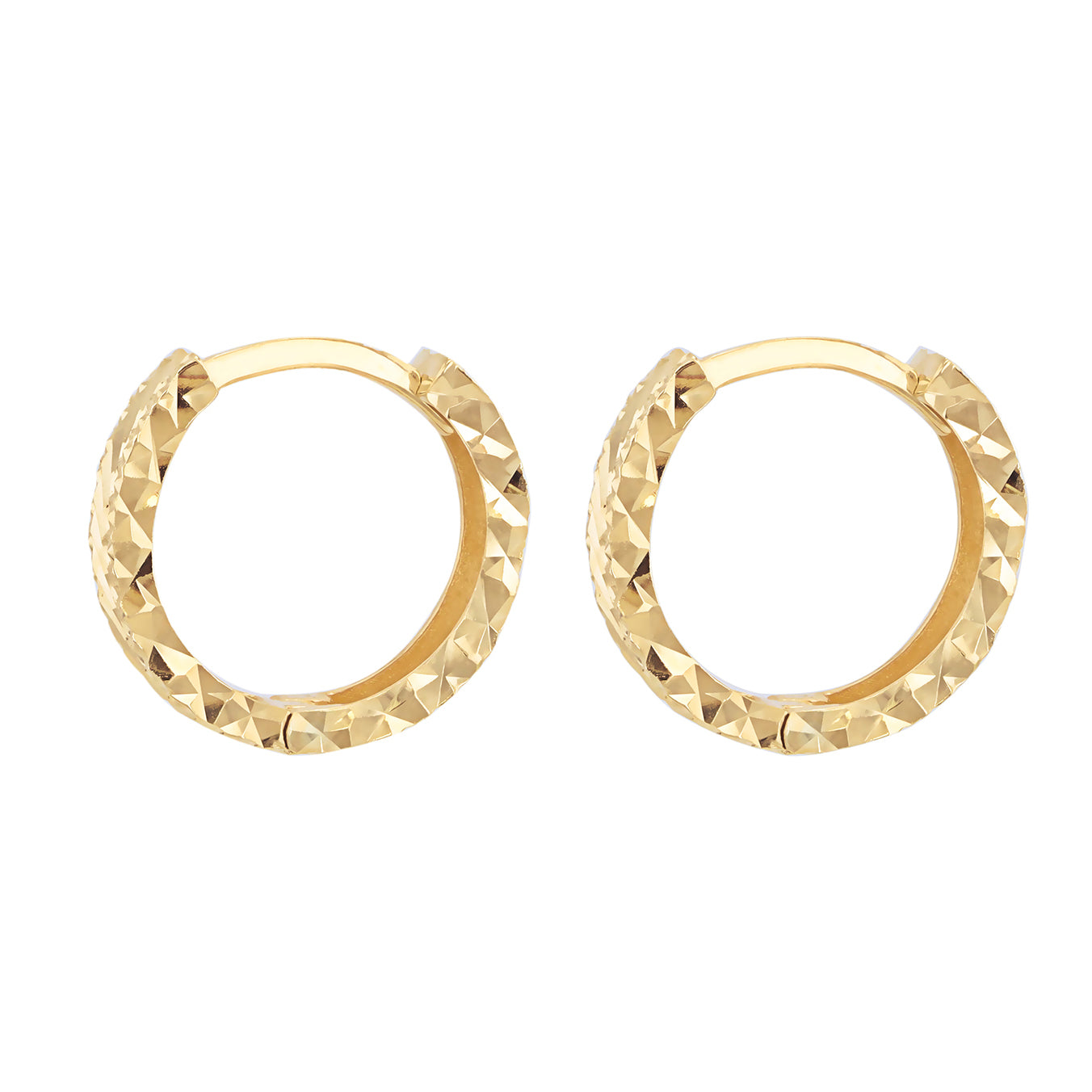 9ct Yellow Gold Textured Wave Hoop Earrings