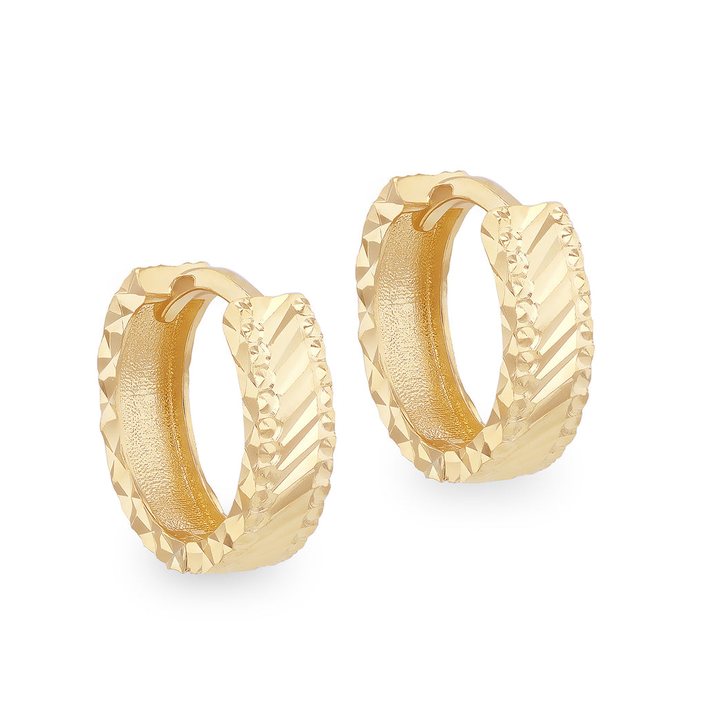 9ct Yellow Gold Ribbed Wave Hoop Earrings
