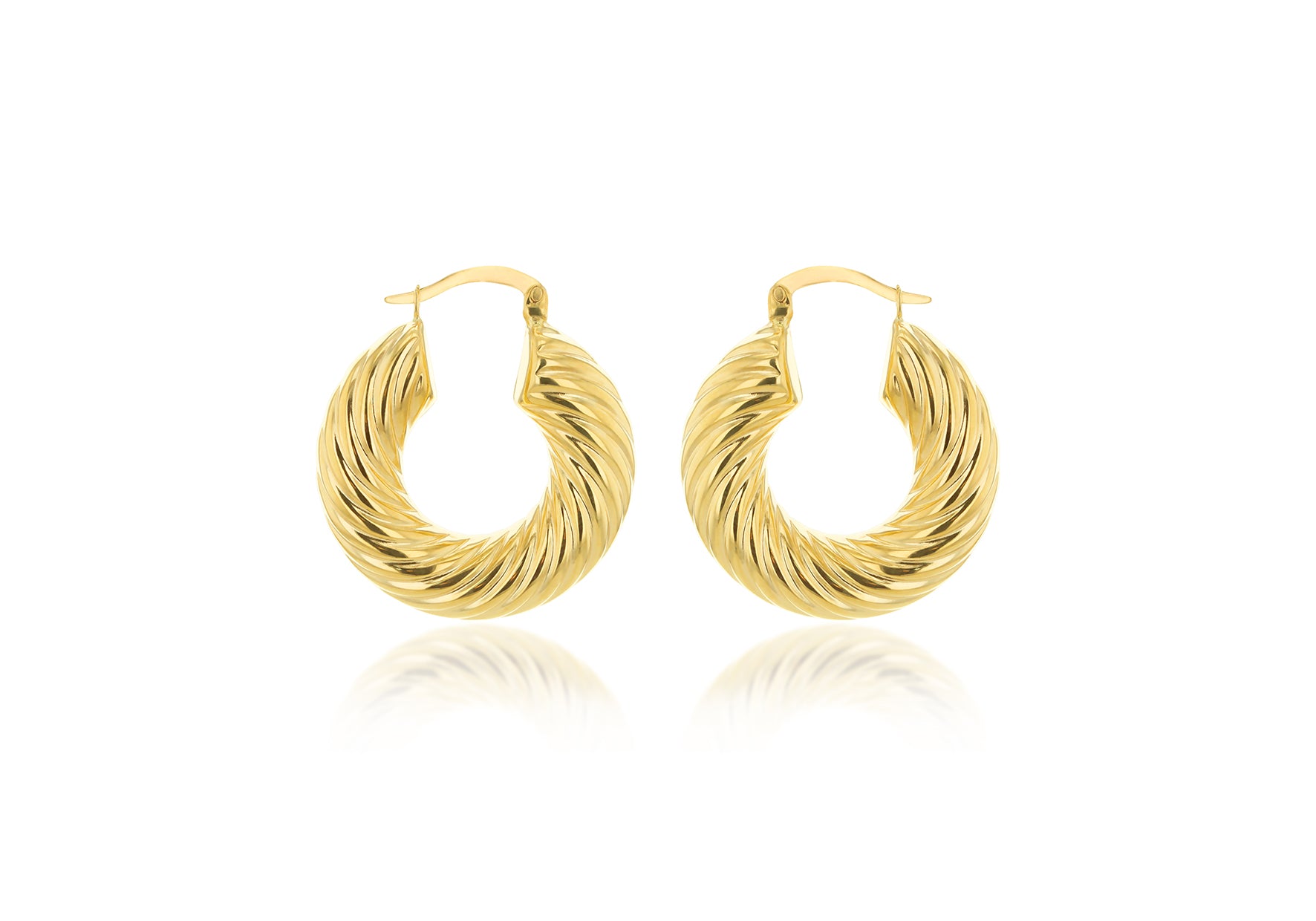 9ct Yellow Twisted Hoop Earrings