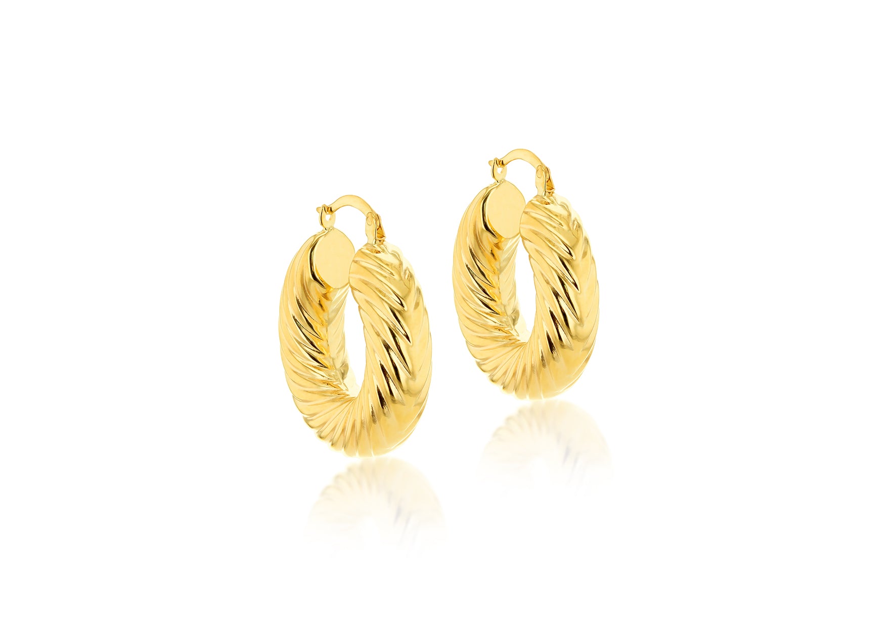 9ct Yellow Twisted Hoop Earrings