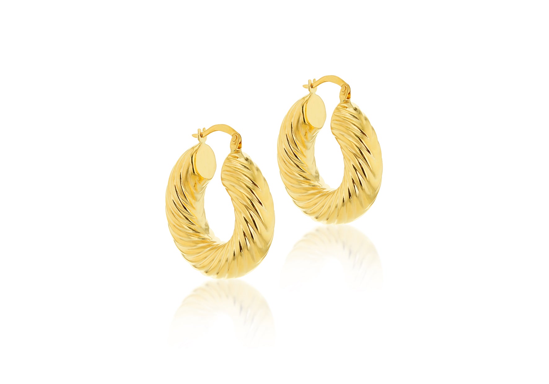 9ct Yellow Twisted Hoop Earrings