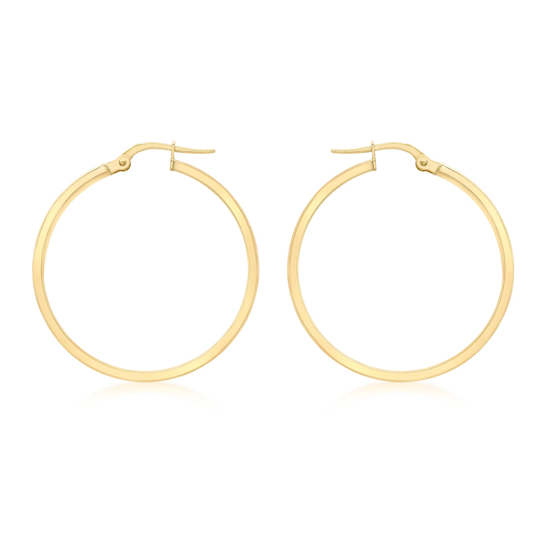 9ct Yellow Gold Bevelled Large Hoop Earrings