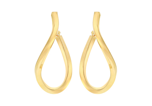 9ct Yellow Gold Square Wave Creole Earrings