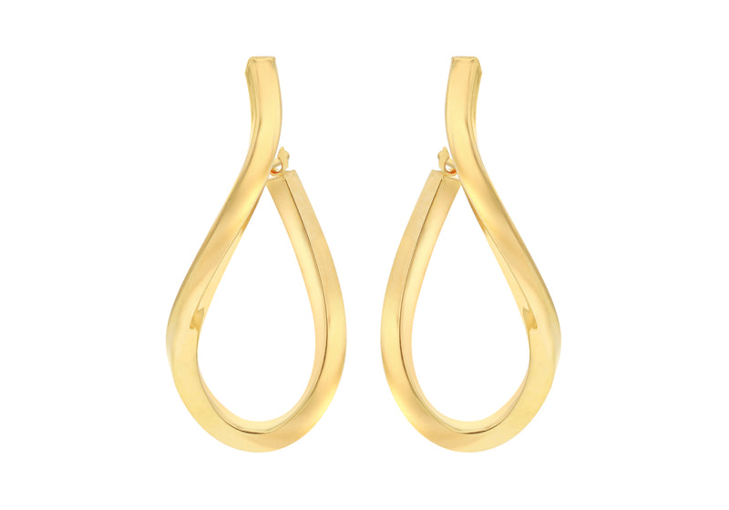 9ct Yellow Gold Square Wave Creole Earrings