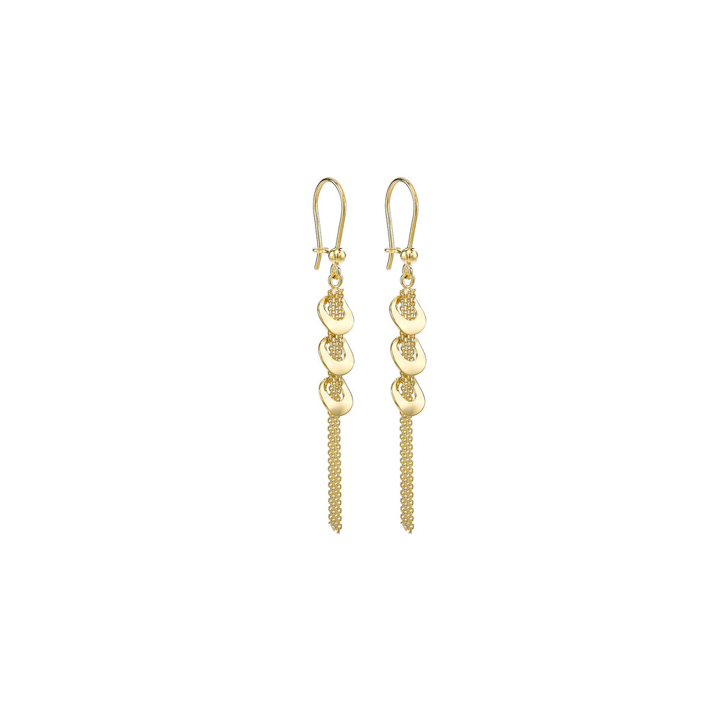 9ct Yellow Gold Spiral Link Tassel Drop Earrings