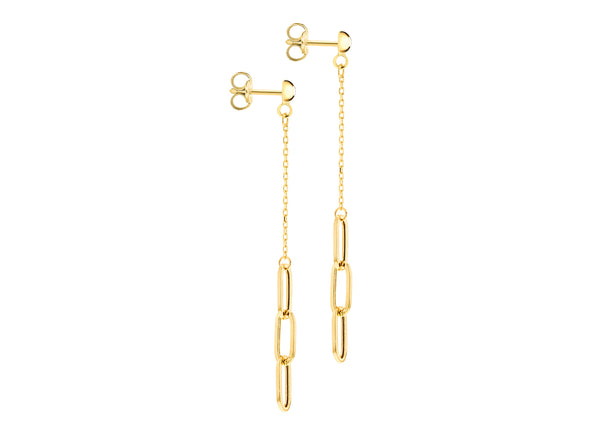 9ct Yellow Gold Paper Chain Drop Earrings