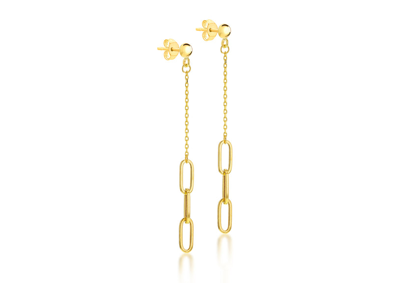 9ct Yellow Gold Paper Chain Drop Earrings