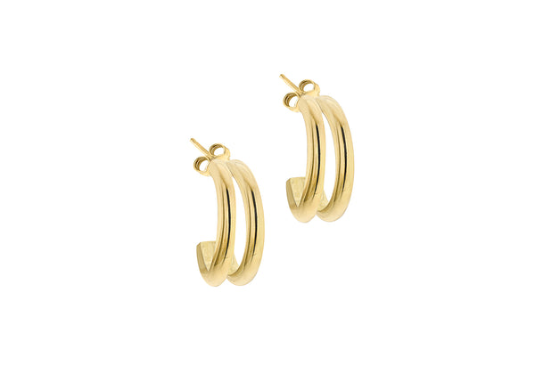9ct Yellow Gold Double Tube Half Hoop Earrings