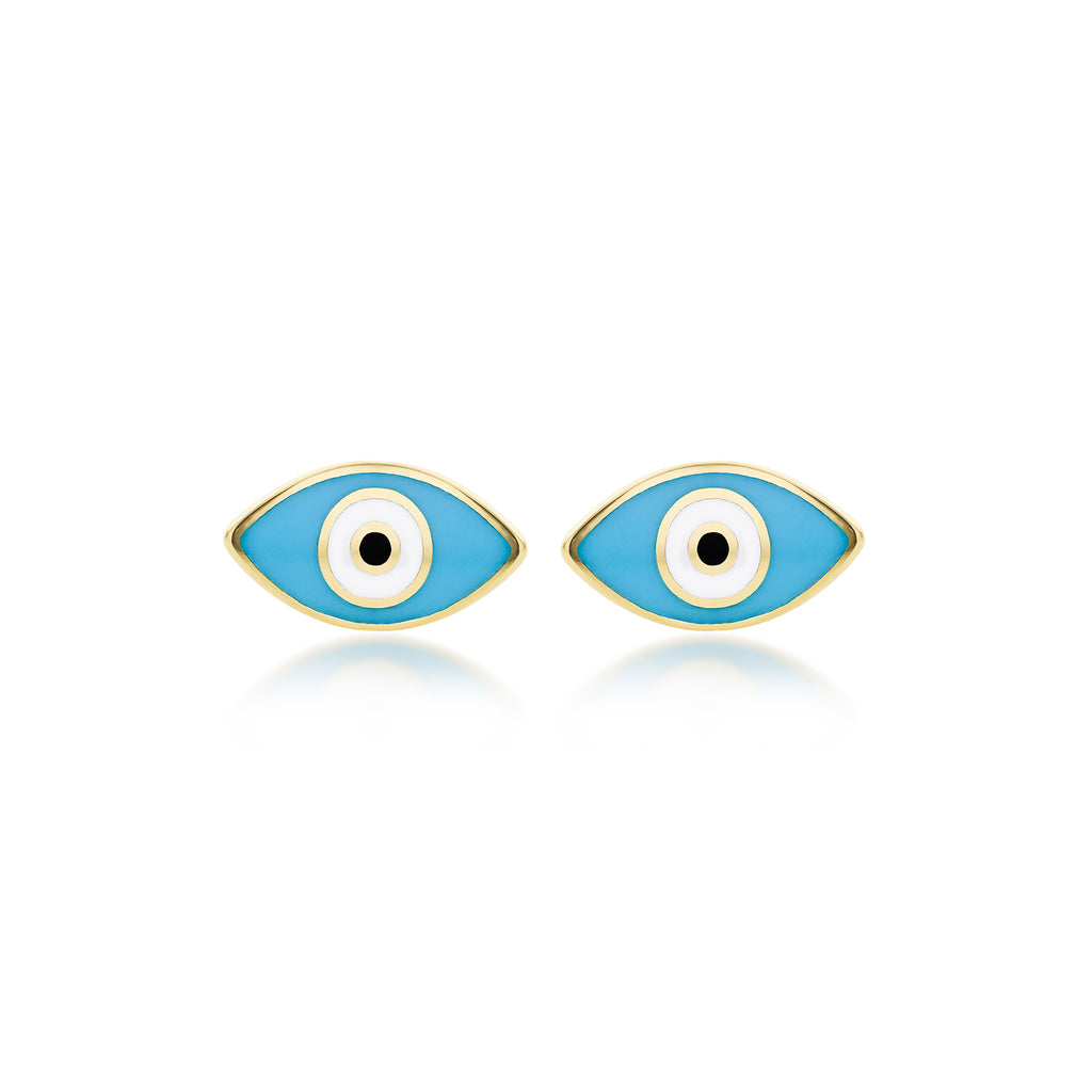 9ct Yellow Gold Enamel Evil Eye Stud Earrings